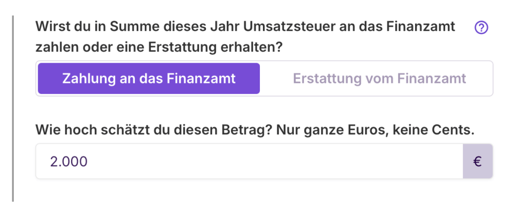 Umsatzsteuerzahllast bestimmen Fragebogen zur steuerlichen Erfassung 