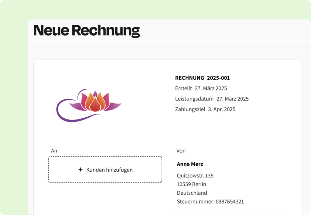 Rechnung Vorlage Screenshot