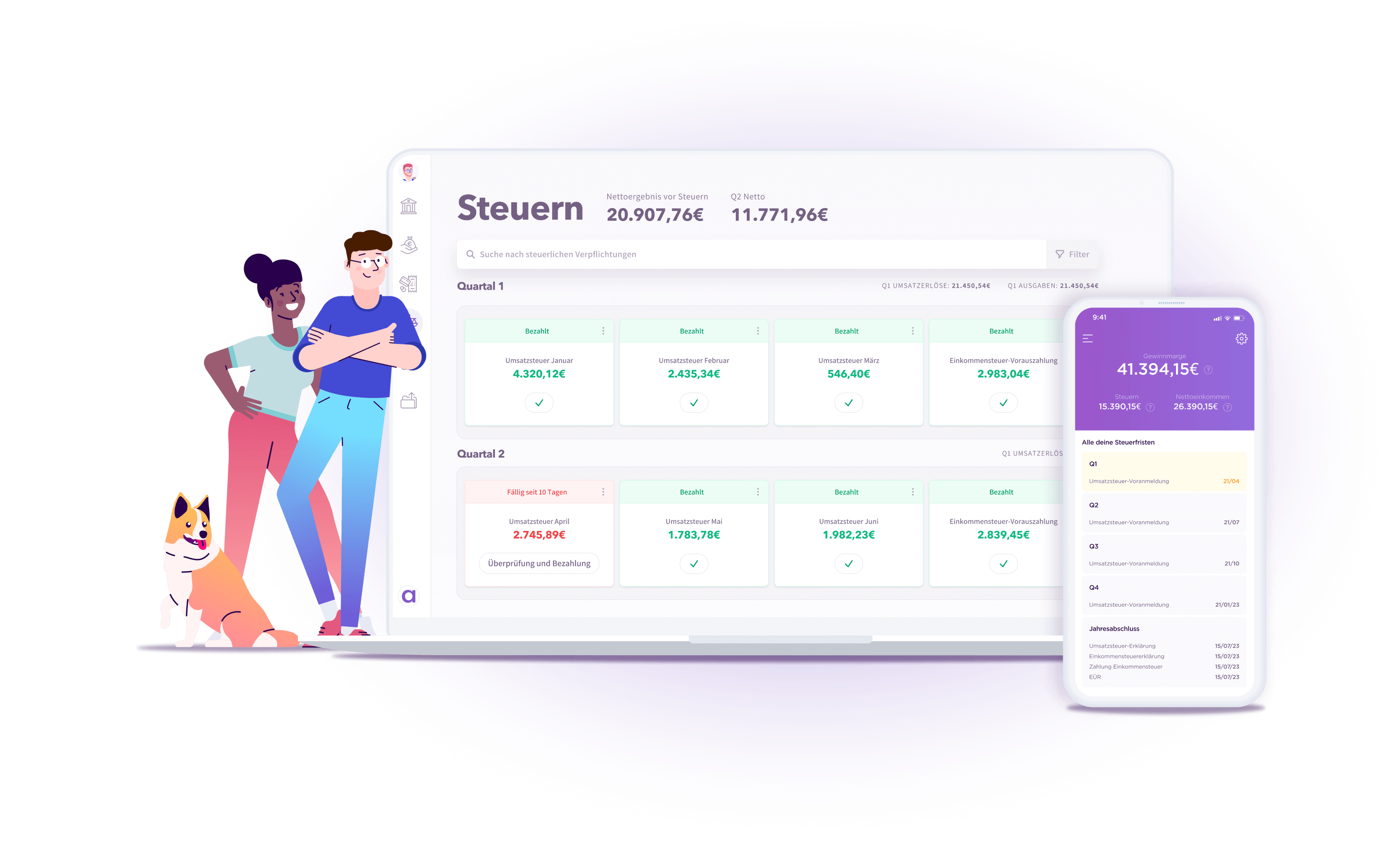 Accountable: Steuerscreen mit App und Personen