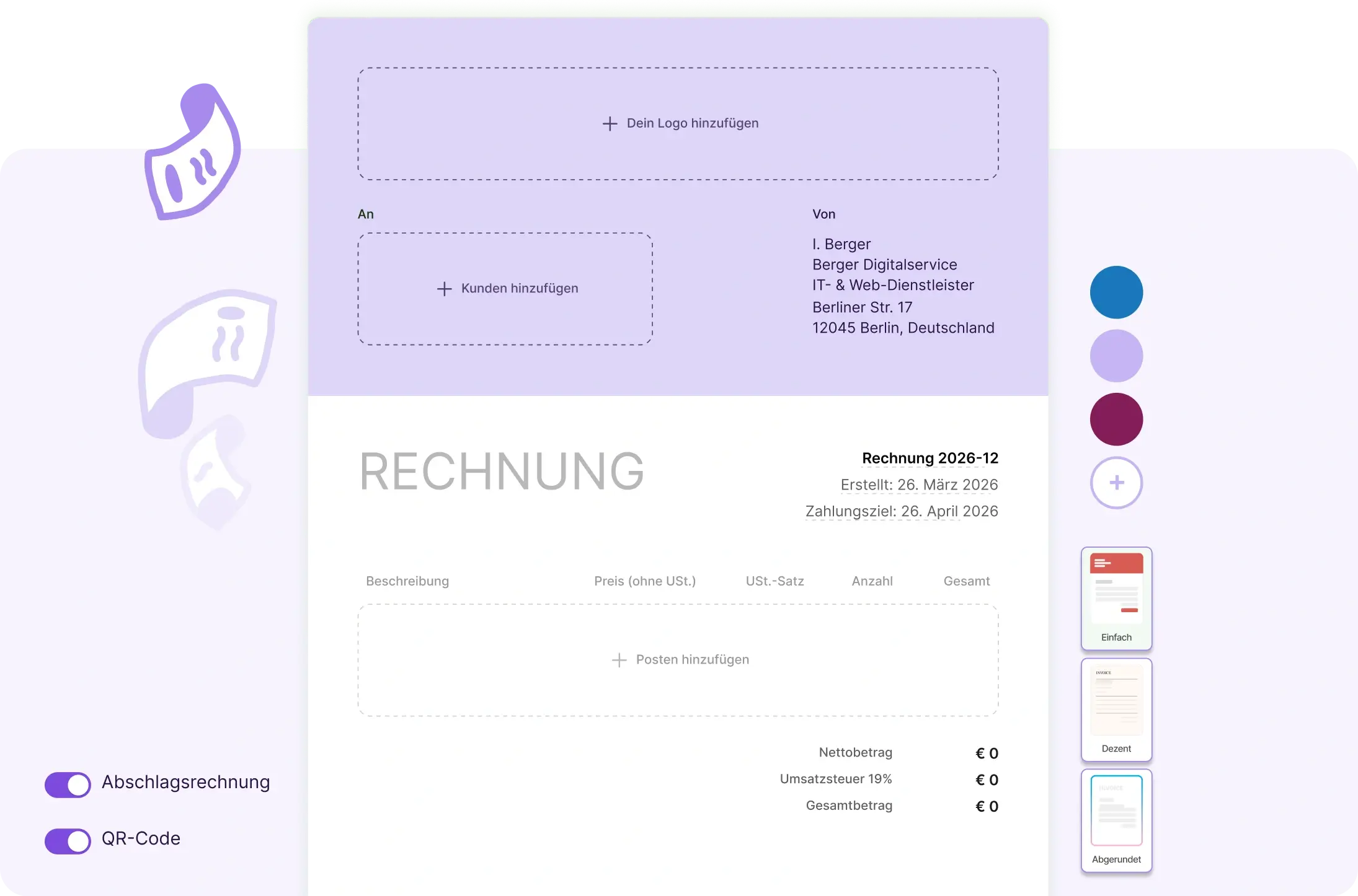 Rechnungsdesign in deinem Stil