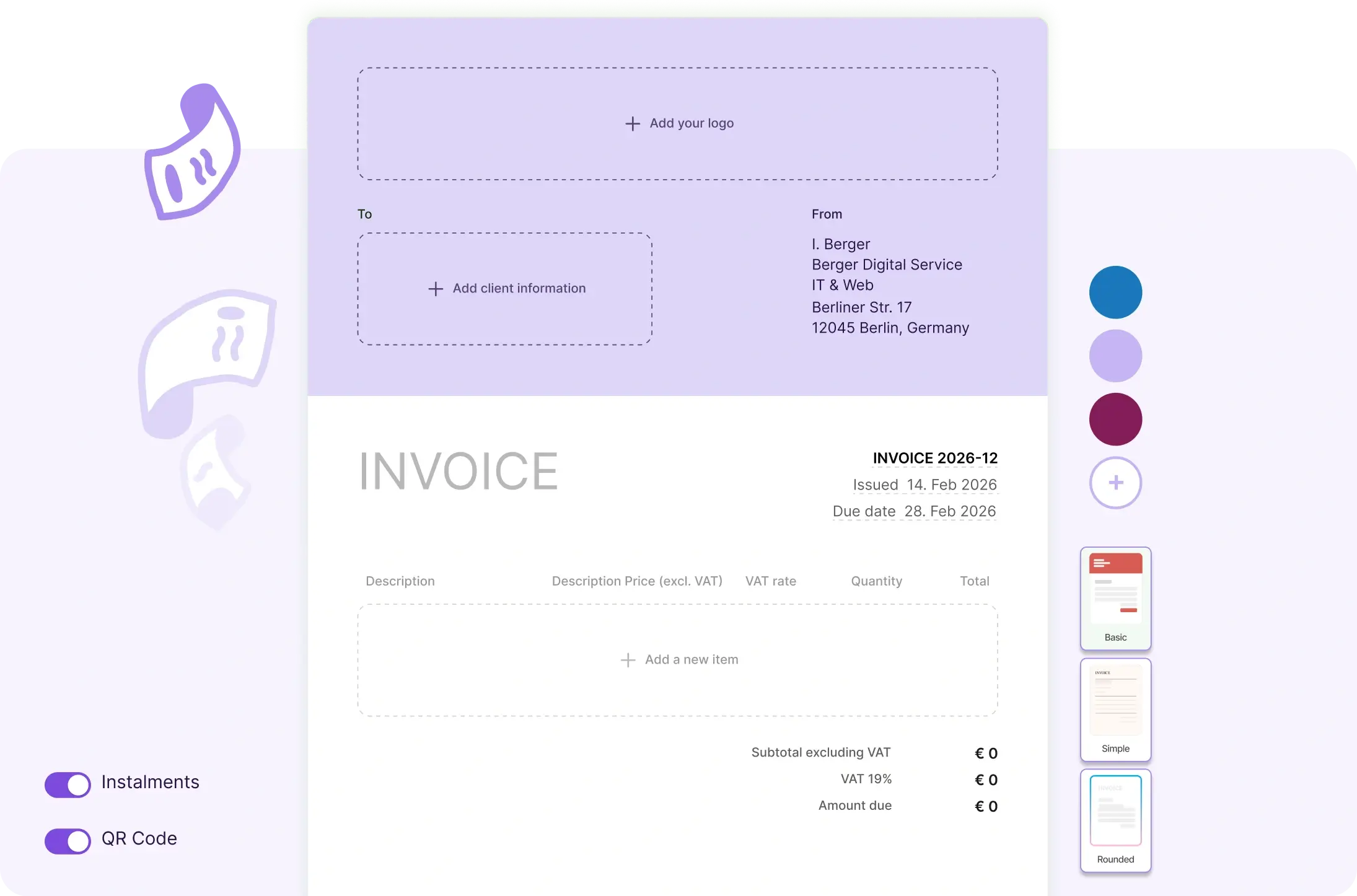 Invoice design in your style